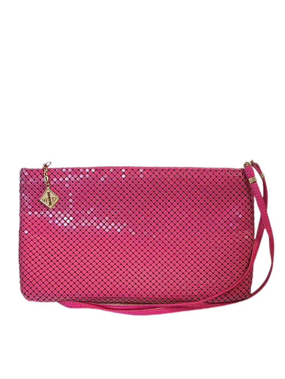 🆕 Vintage Designer Whiting & Davis Hot Pink Metal Mesh Clutch Pouch Evening Bag